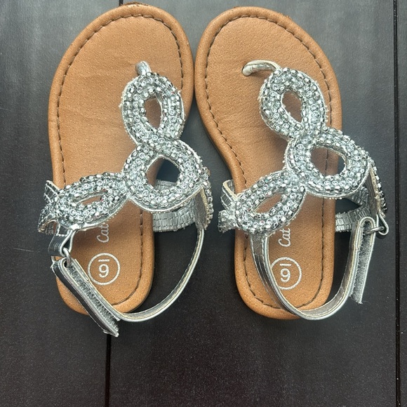 Cat & Jack & Garanimals toddler girl brown gladiator sandals & sequin size 6 - Picture 3 of 4